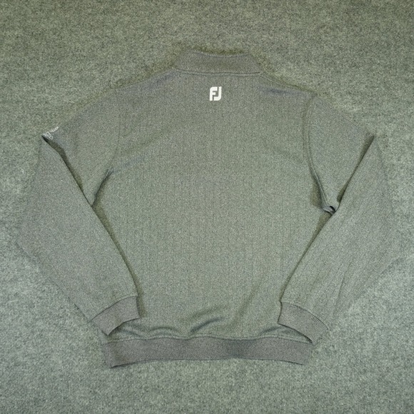 FootJoy Pullover Mens Medium Gray Ribbed Quarter Zip Myrtlewood Embroidery Golf - Picture 13 of 14